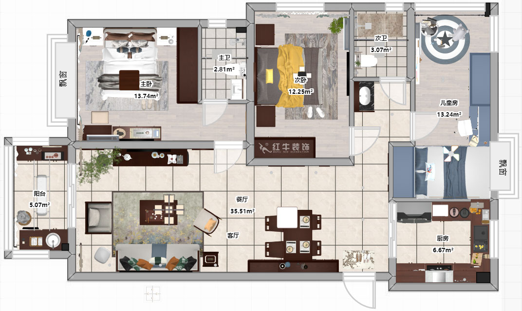 刘小勇｜映月溪山3-1305-119㎡-新中式风格｜3室2厅2卫｜新房装修｜定制家￥159000｜全包15